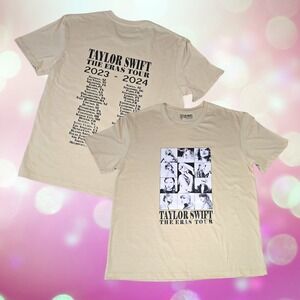 Unisex Taylor Swift The Eras Tour Fan Made T-Shirt Cream Beige L NEW